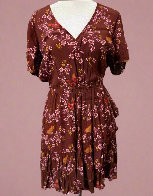 MadeWell Burgundy Butterfly Garden Midi Dress | Austin Spring Fashion | Romantic Floral Dress
