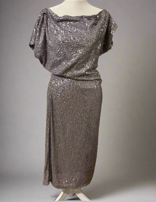 Gibson Latimer Starlight Sequin Gown | Austin Black-Tie Evening Dress | Metallic Grey Formal Wear