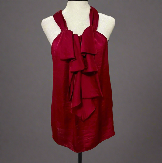 🌹 Luxe Ruby Ruffle Halter Top - Elegant Evening Essential