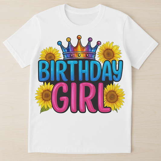 Birthday Girl Sunflower Crown T-Shirt | Celebration Collection | Austin Kids Boutique
