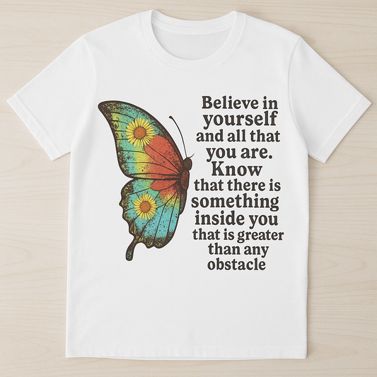 Believe in Yourself Butterfly Inspirational T-Shirt | Austin Mom's Empowerment Collection