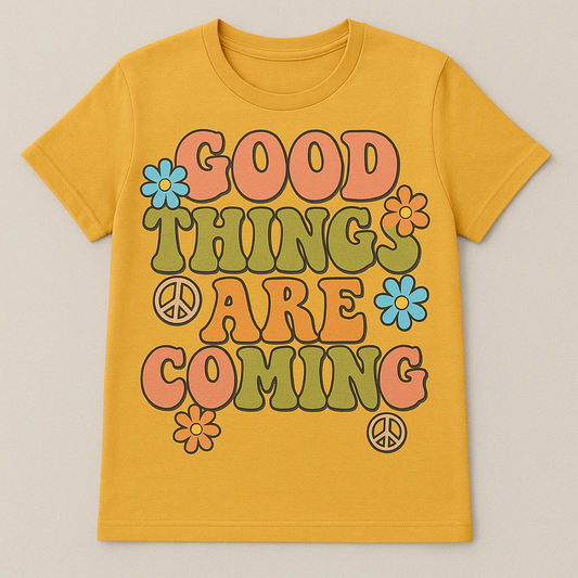 Good Things Are Coming Retro T-Shirt | PuzzlePieces Austin