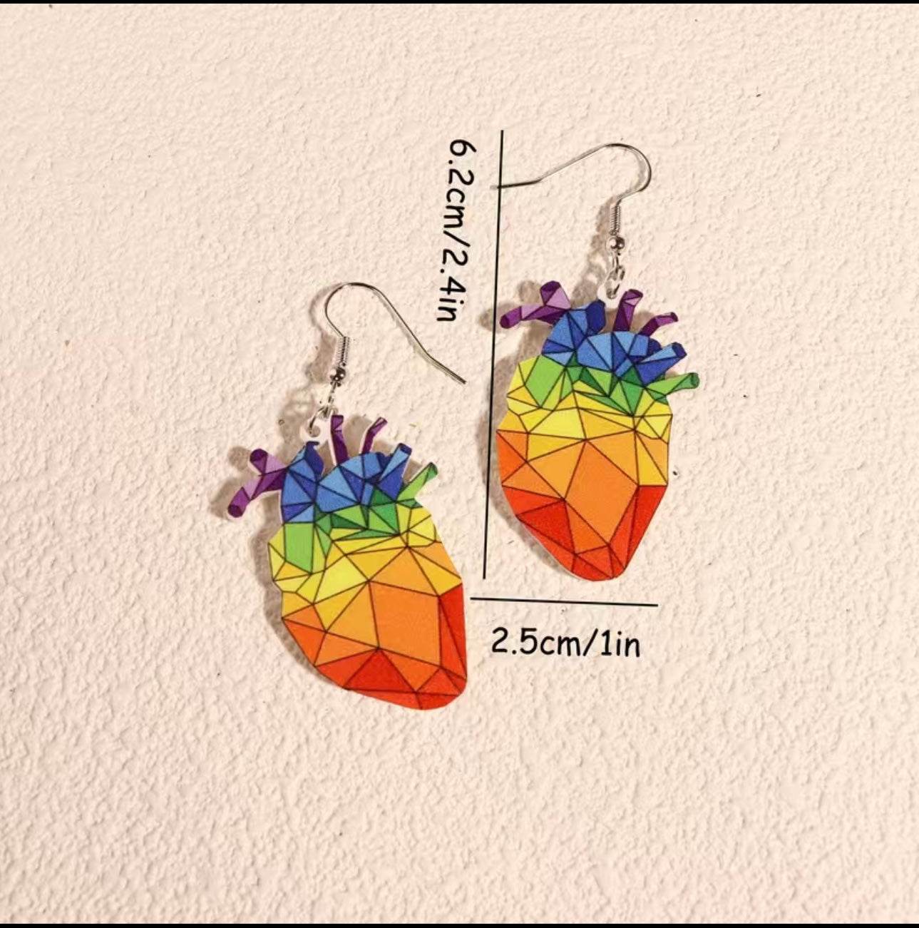 🌈 Geometric Pride Heart Earrings - PuzzlePieces2326
