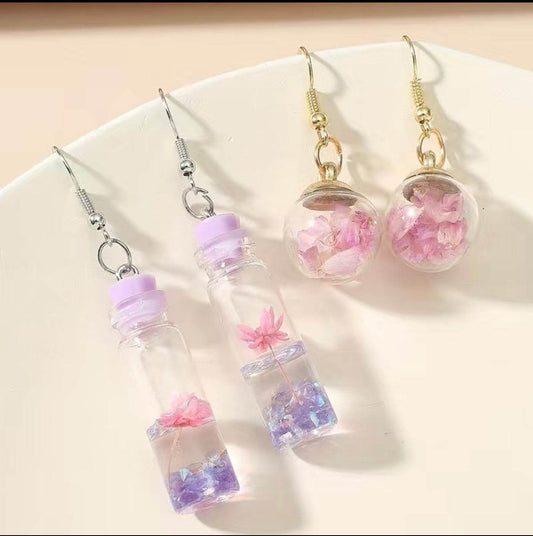 Enchanted Garden Glass Bottle Earrings - A Touch of Whimsy - PuzzlePieces2326