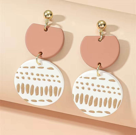 🌸 **Blush & Ivory Abstract Pattern Earrings** - PuzzlePieces2326