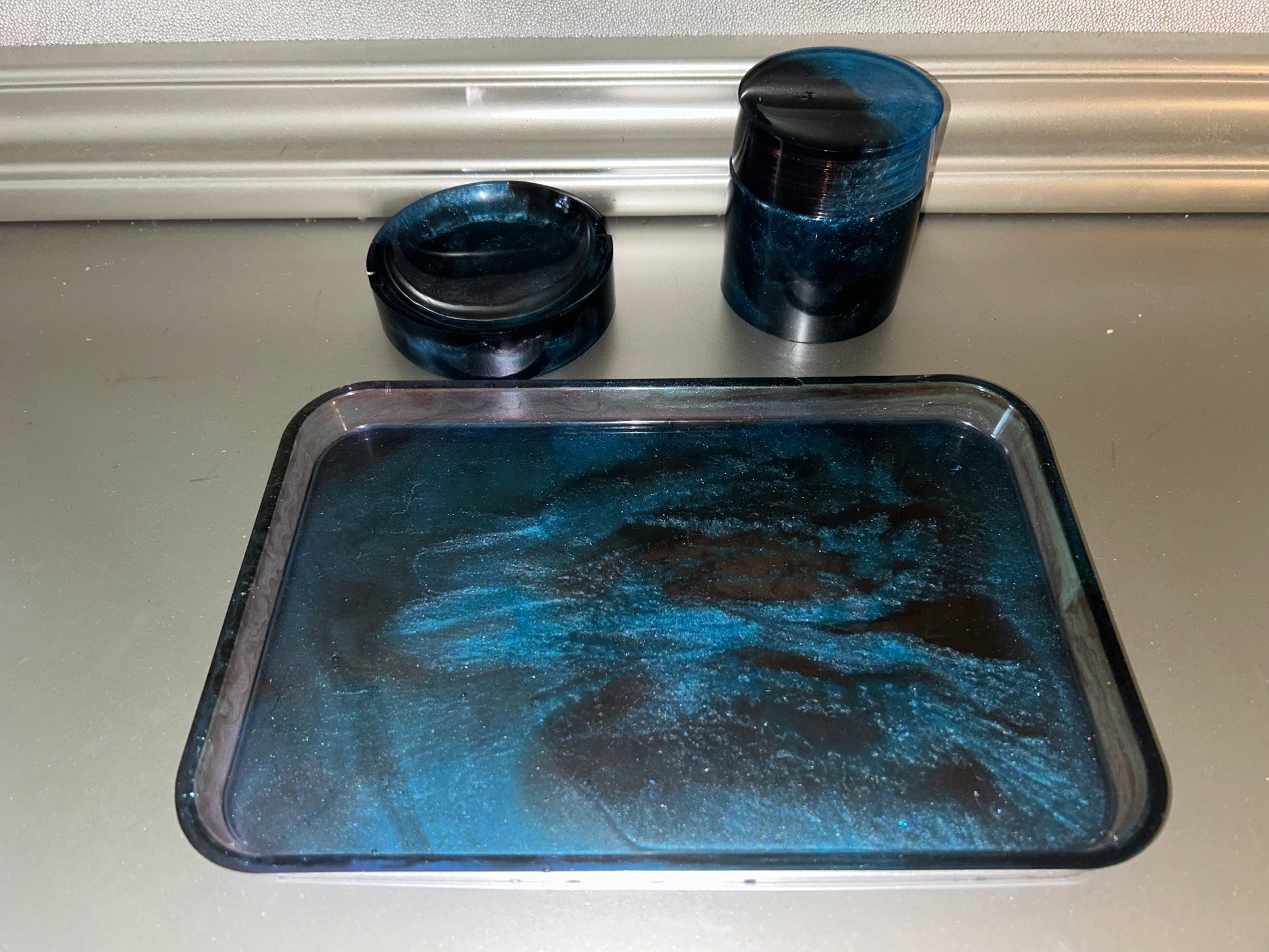 Midnight Galaxy Resin Vanity Set - PuzzlePieces2326